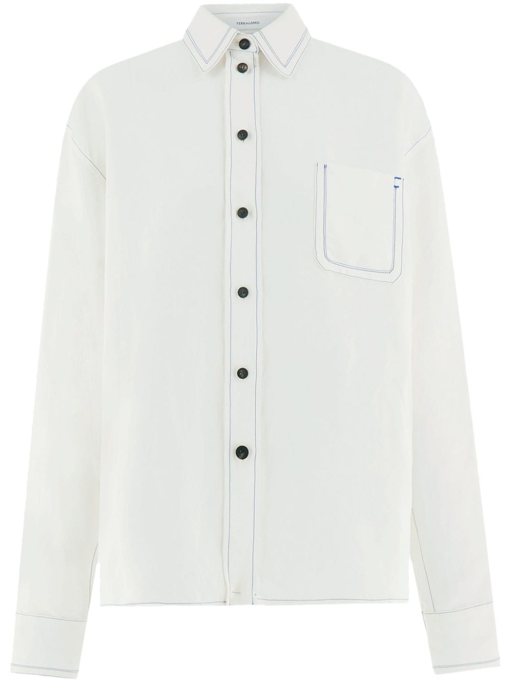 Ferragamo Contrast-stitched Shirt In White