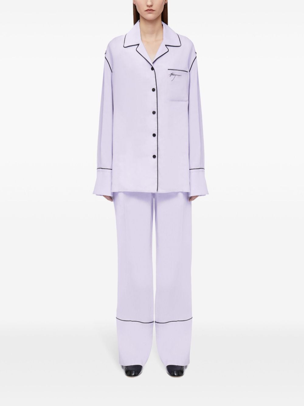 Ferragamo logo-embroidered pyjama shirt - Paars