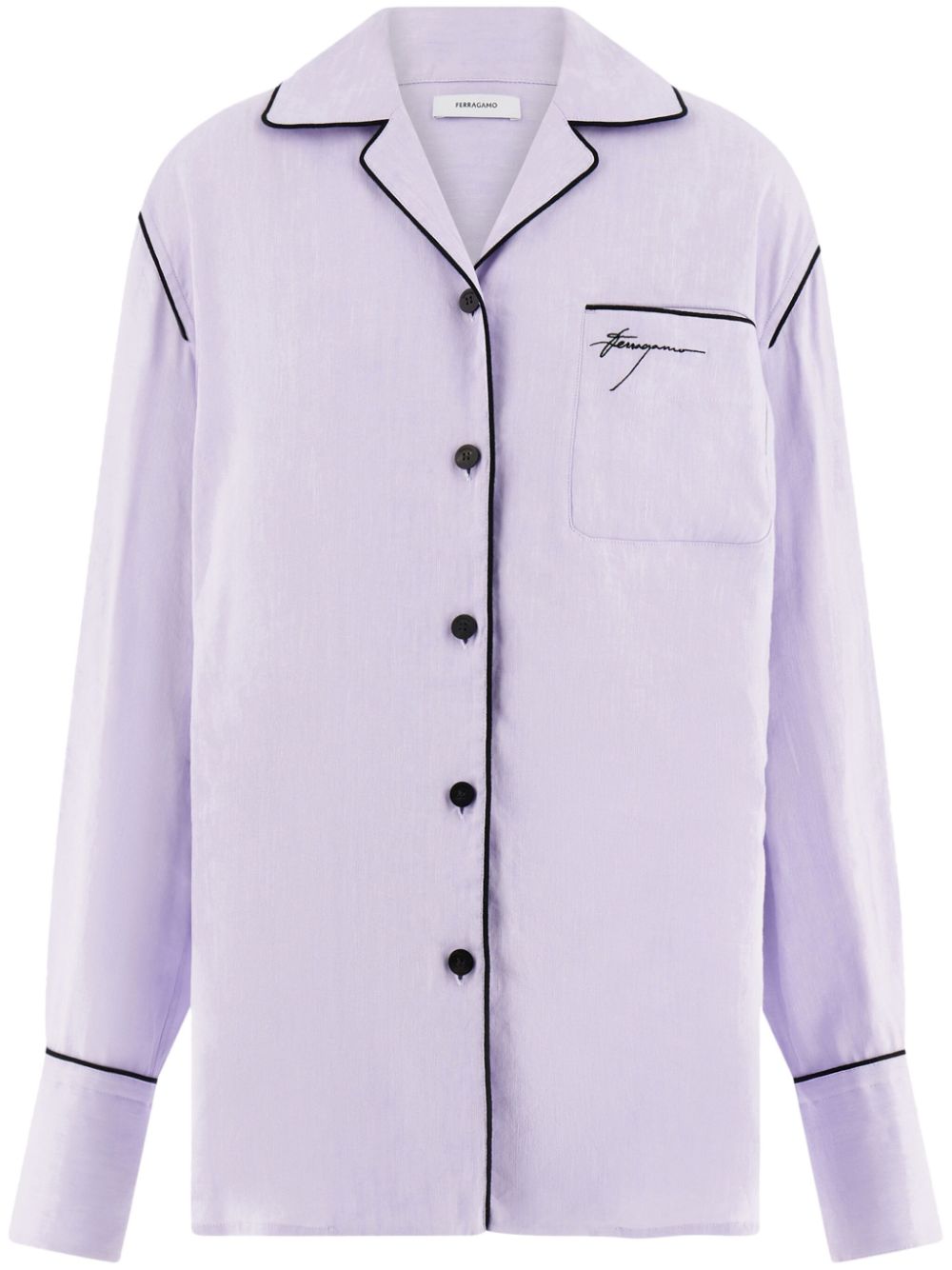 Ferragamo logo-embroidered pyjama shirt Paars