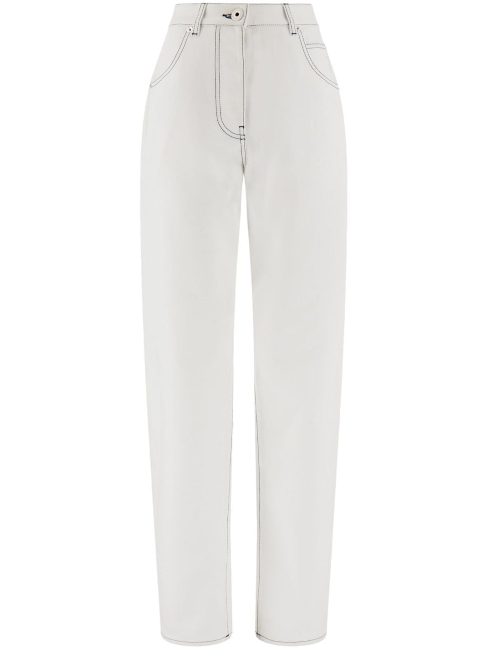 Ferragamo Contrast-stitched Wide-leg Jeans In White