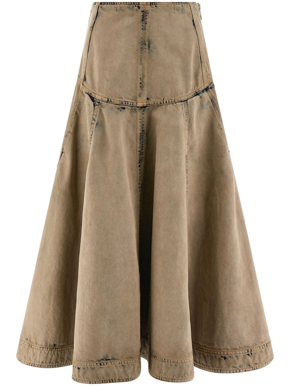 Image 1 of Ferragamo bleach-wash denim midi skirt