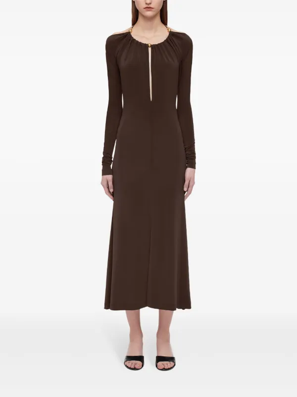 ferragamo brown dress Ferragamo open-back Crepe Maxi Dress | Brown