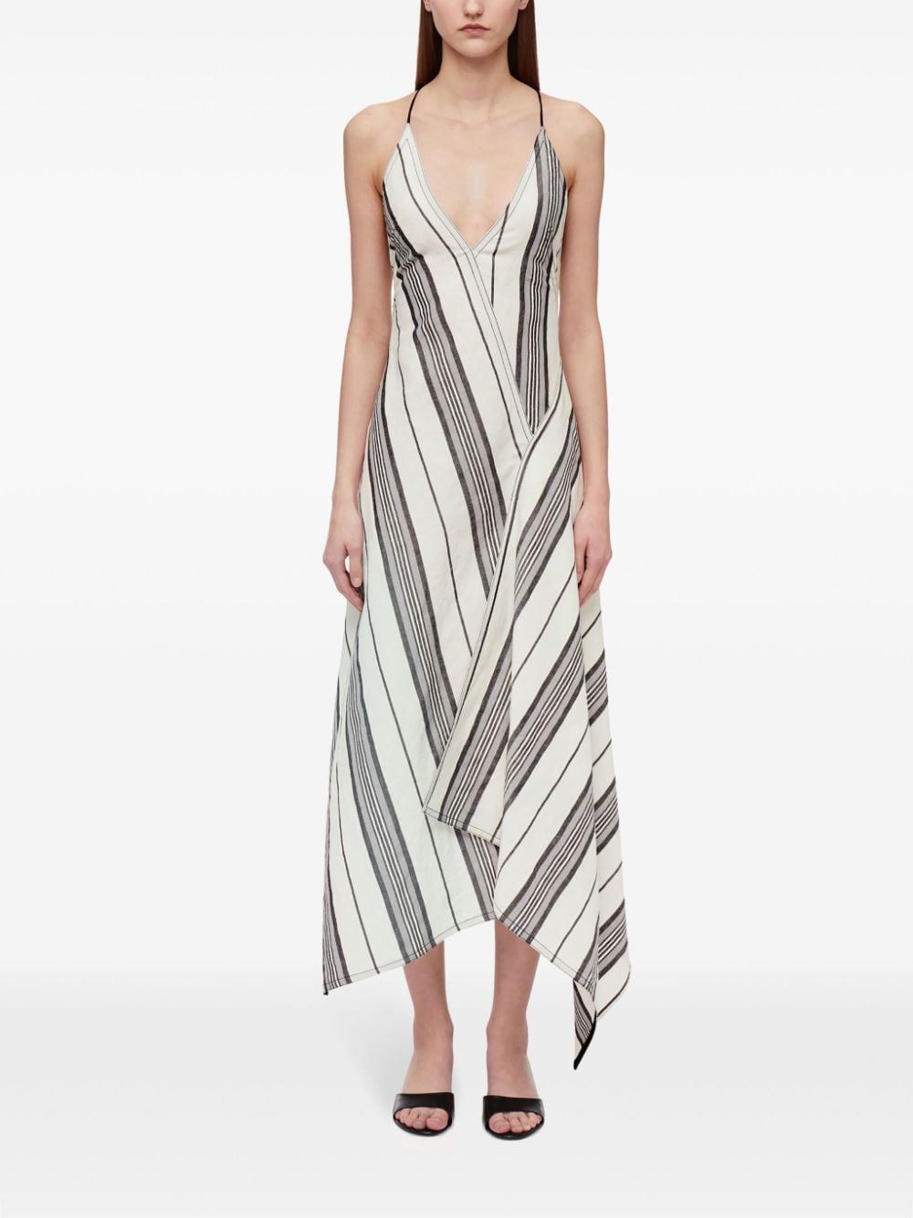 Ferragamo asymmetric striped dress - Beige