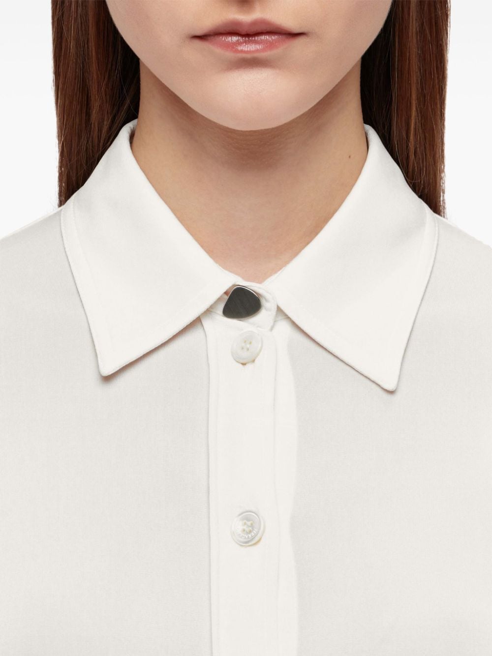 Ferragamo Jersey blouse met klassieke kraag Wit