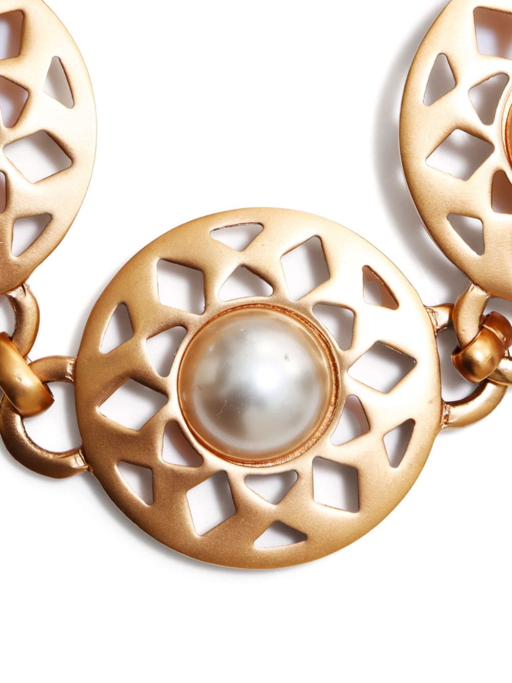 Pre-owned Celine Circle Pearl Bracelet In Gold