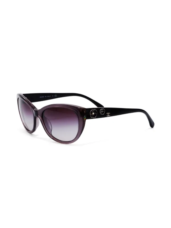CHANEL Pre-Owned 2000s Camellia Cat eye-frame Sunglasses