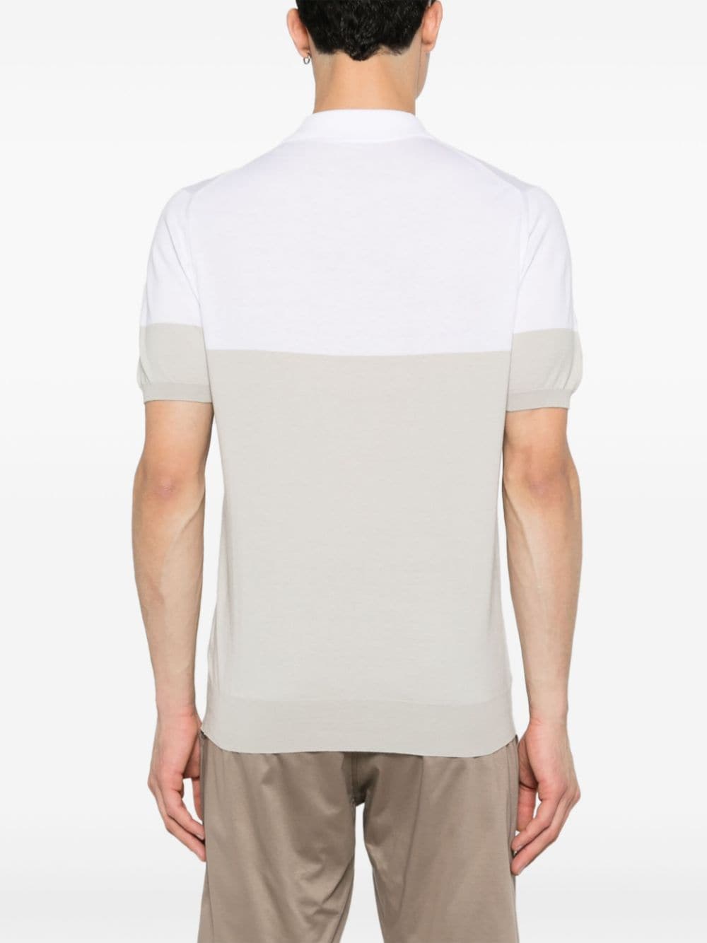 Shop Kiton Fine-ribbed Two-tone Polo Shirt In White