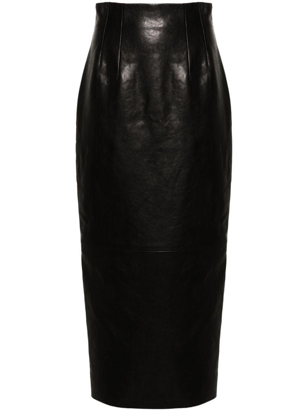 Khaite The Loxley Leather Pencil Skirt In Black