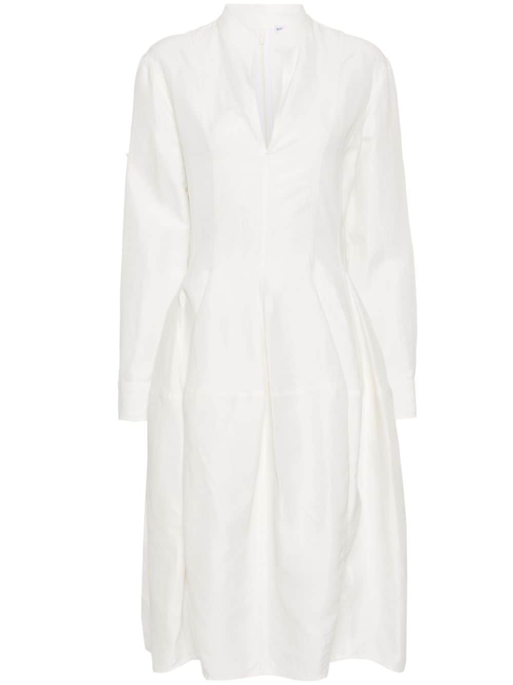 Bottega Veneta Pleat-detail Midi Dress In White