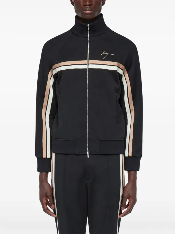 Ferragamo logo-engraved zip-up Jacket | Black | FARFETCH
