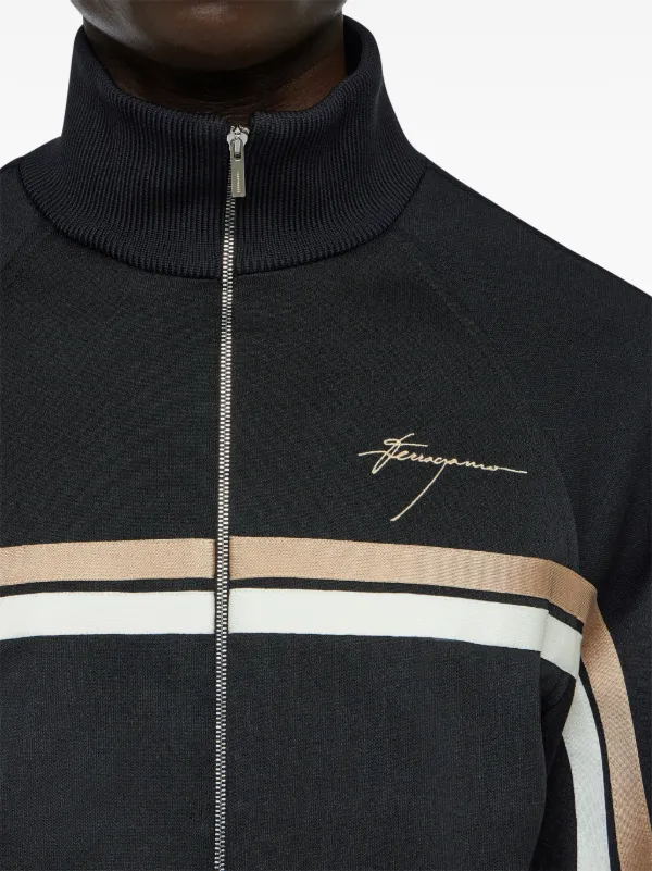 Ferragamo logo-engraved zip-up Jacket | Black | FARFETCH