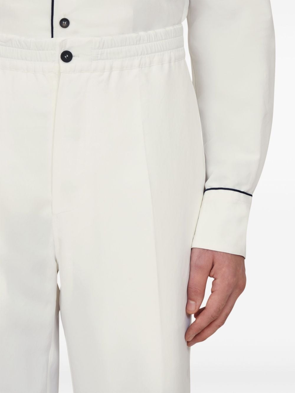 Shop Ferragamo Logo-embroidered Straight Trousers In White