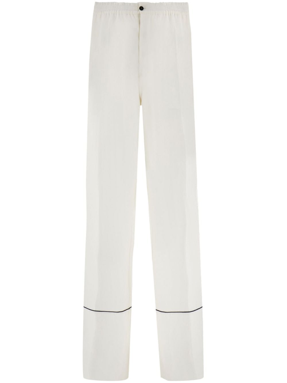 Ferragamo Logo-embroidered Straight Trousers In White
