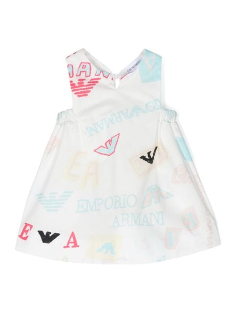 Emporio Armani Kids logo-print V-neck dress