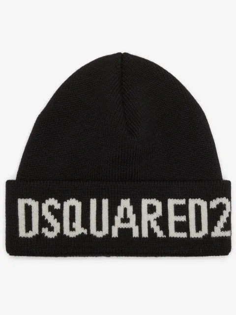 DSQUARED2 Berretto a coste con logo