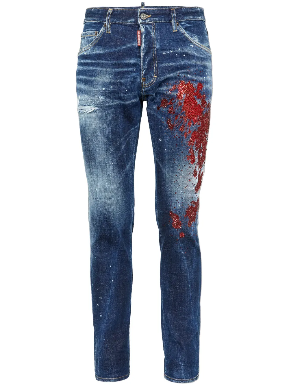 Dsquared2 Paint-splatter Skinny-cut Jeans In Blue