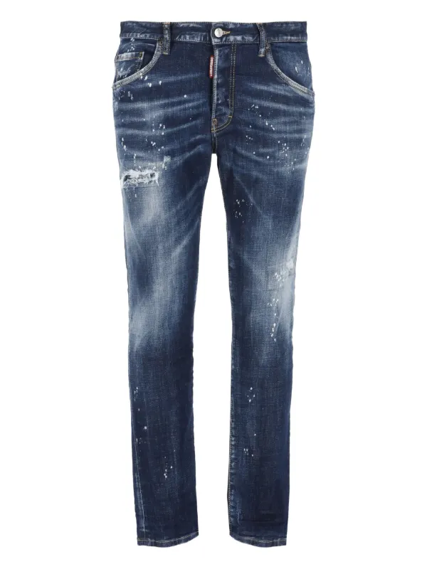 DSQUARED2 ダメージスキニーデニム　46 DSQUARED2 ダメージ スキニージーンズ | ブルー | FARFETCH JP