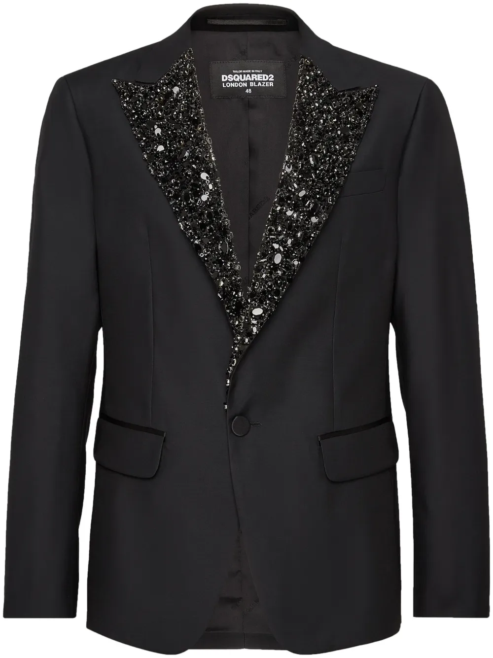 Shop Dsquared2 Sequin-lapel Single-breasted Blazer In Schwarz