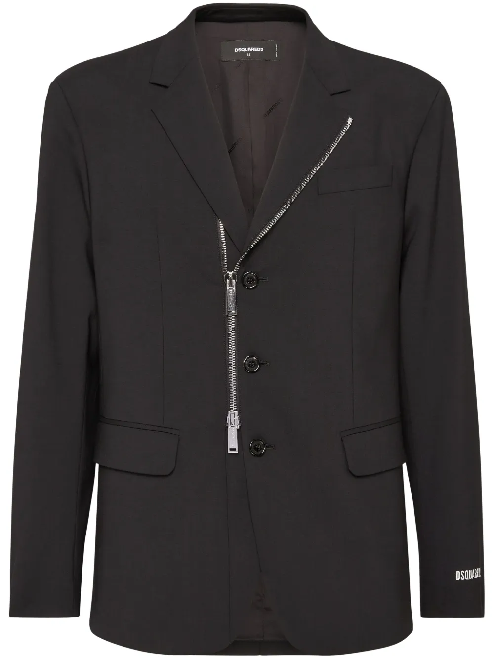 zip-detailing twill blazer