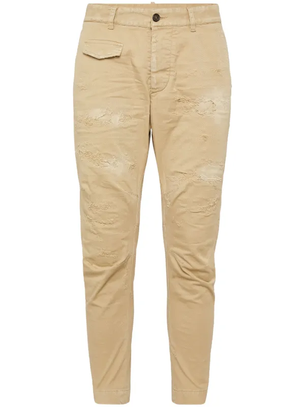 DSQUARED2 ダメージ加工パンツ チノパン ジーンズ DSQUARED2 Sexy ダメージ チノパンツ | ニュートラル | FARFETCH JP