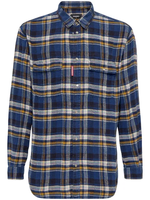 DSQUARED2 Camisa de linho xadrez