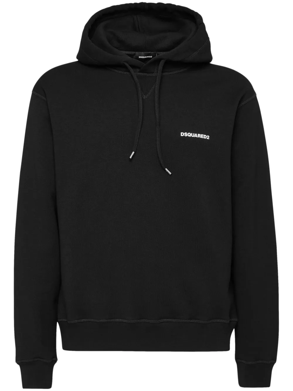 Shop Dsquared2 Logo-print Cotton Hoodie In Black