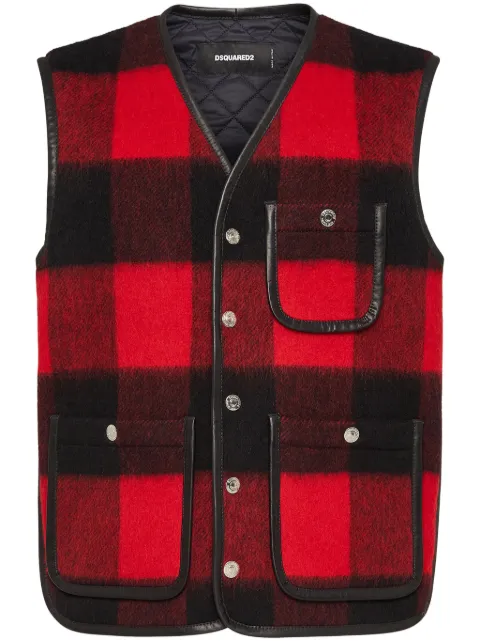 DSQUARED2 check-print wool-blend vest