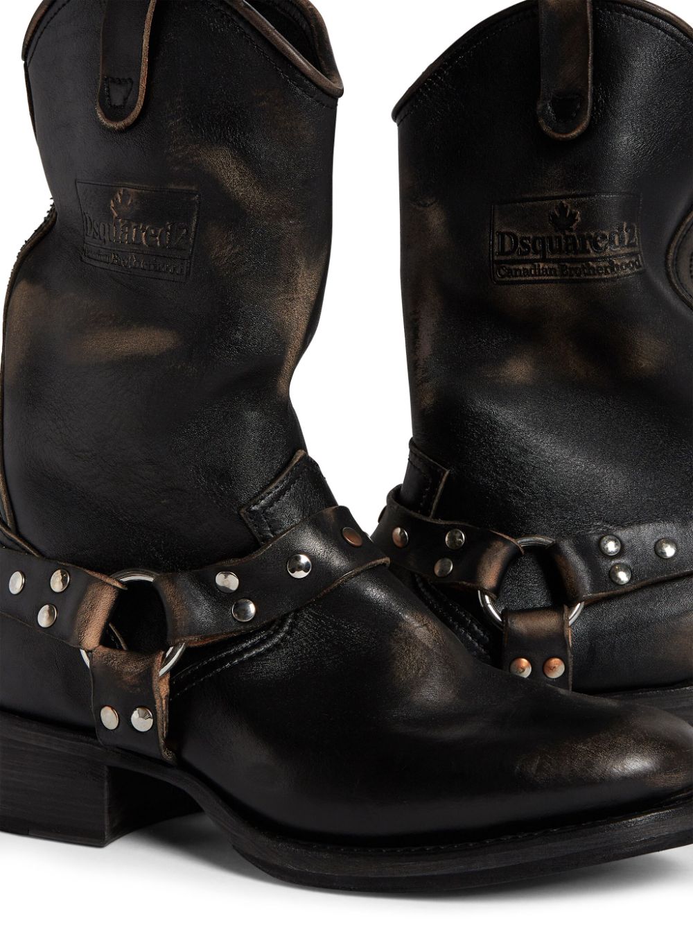 DSQUARED2 worn-treated biker boots Black