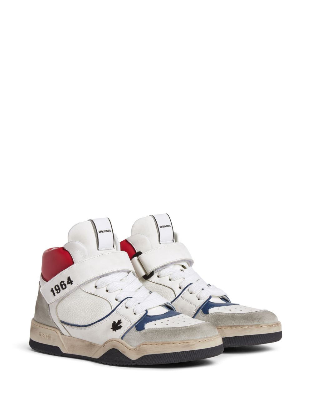 DSQUARED2 Spiker gerafelde high-top sneakers - Wit