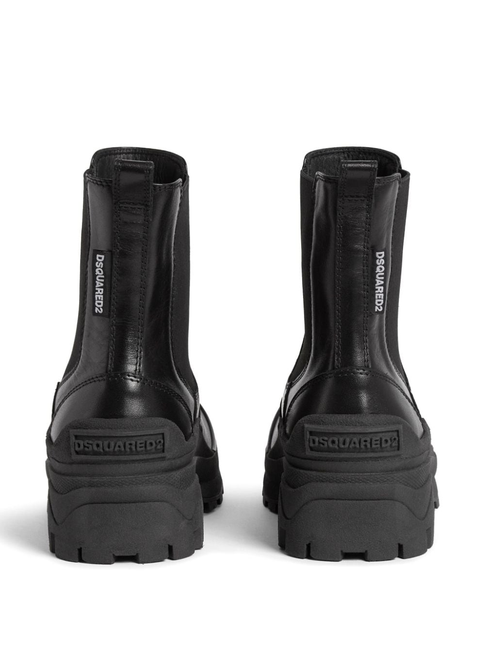 DSQUARED2 LOGO-EMBOSSED LEATHER BOOTS 