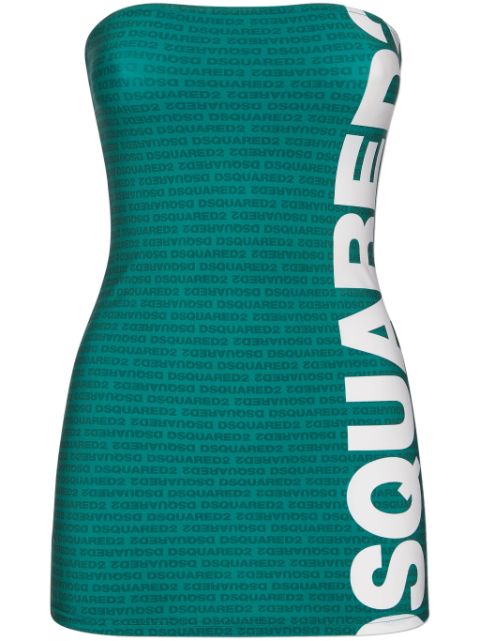 DSQUARED2 logo-print strapless minidress Women