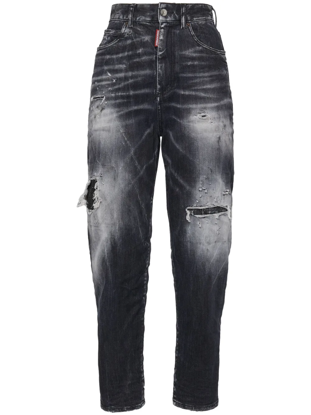 Dsquared2 Distressed Straight-leg Jeans In Black