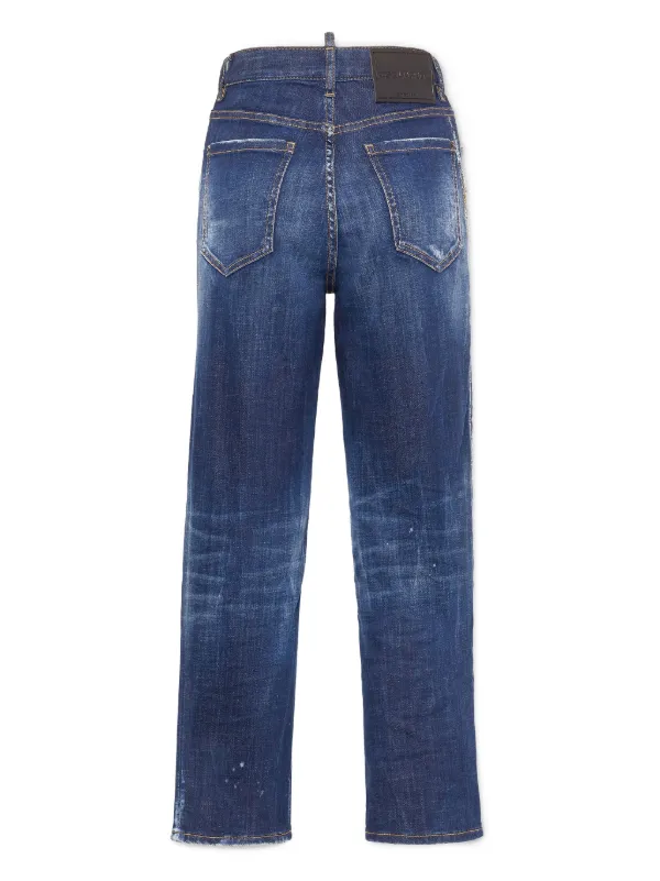 DSQUARED2 ダメージ ストレートジーンズ | ブルー | FARFETCH JP