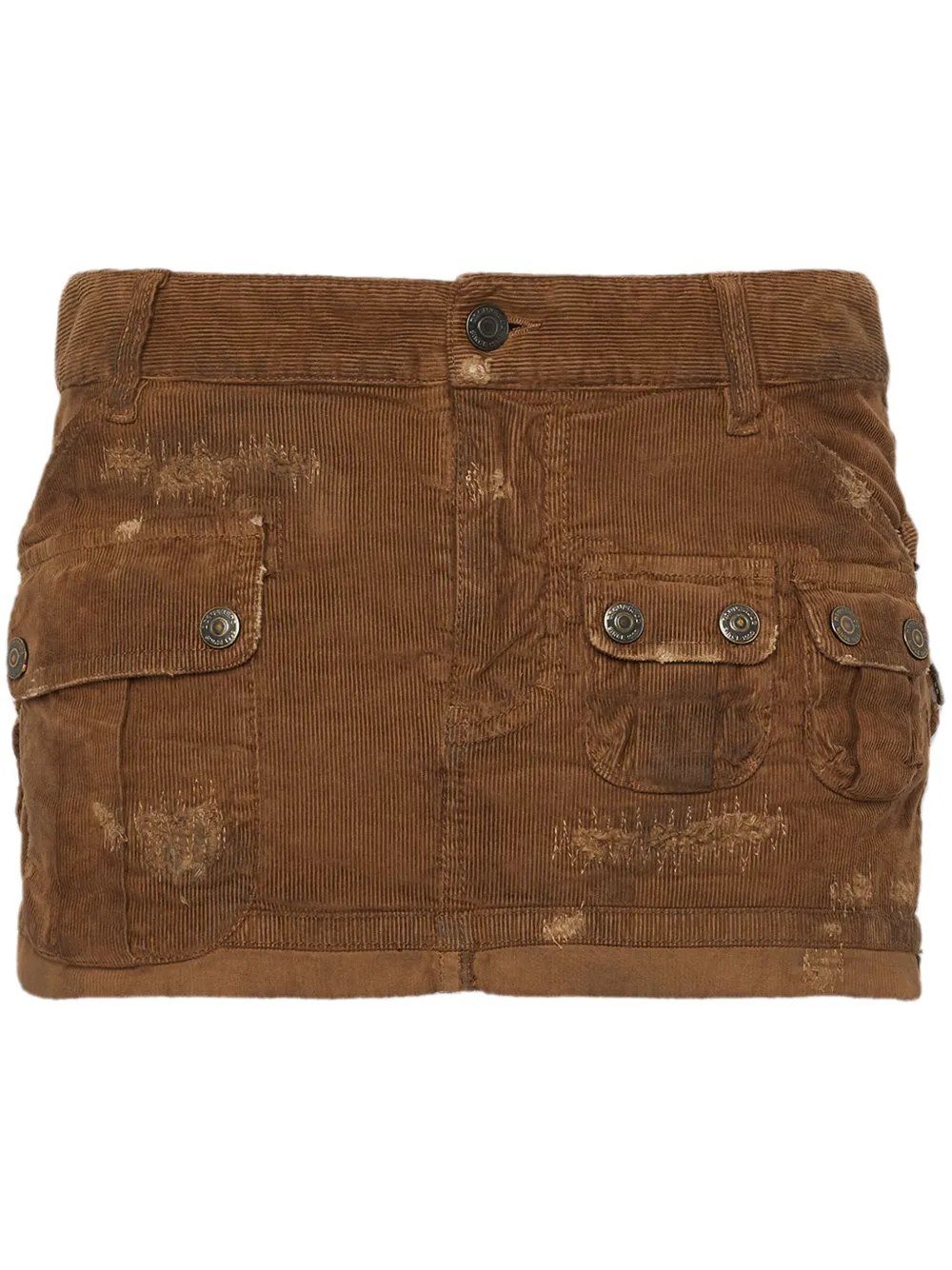 Dsquared2 Corduroy Cargo Mini Skirt In Brown