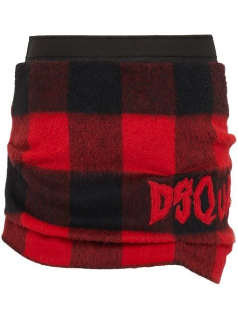 DSQUARED2 distressed check-print mini skirt