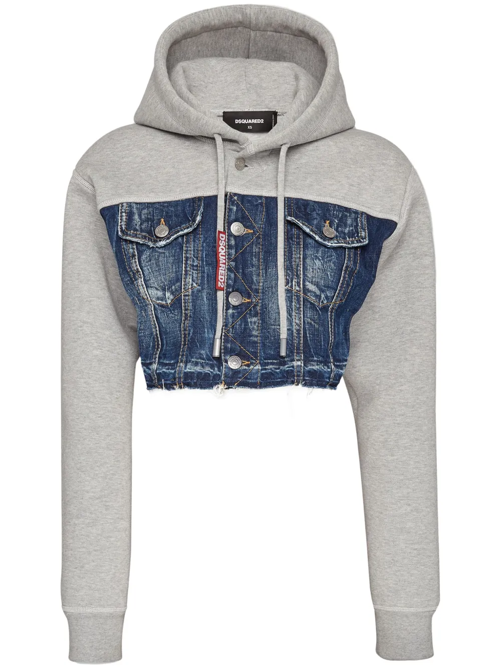 Shop Dsquared2 Layered-design Cotton Hoodie In Blue