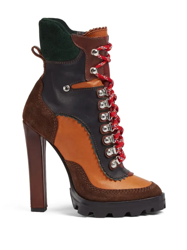 DSQUARED2 120mm round toe Leather Boots Brown FARFETCH