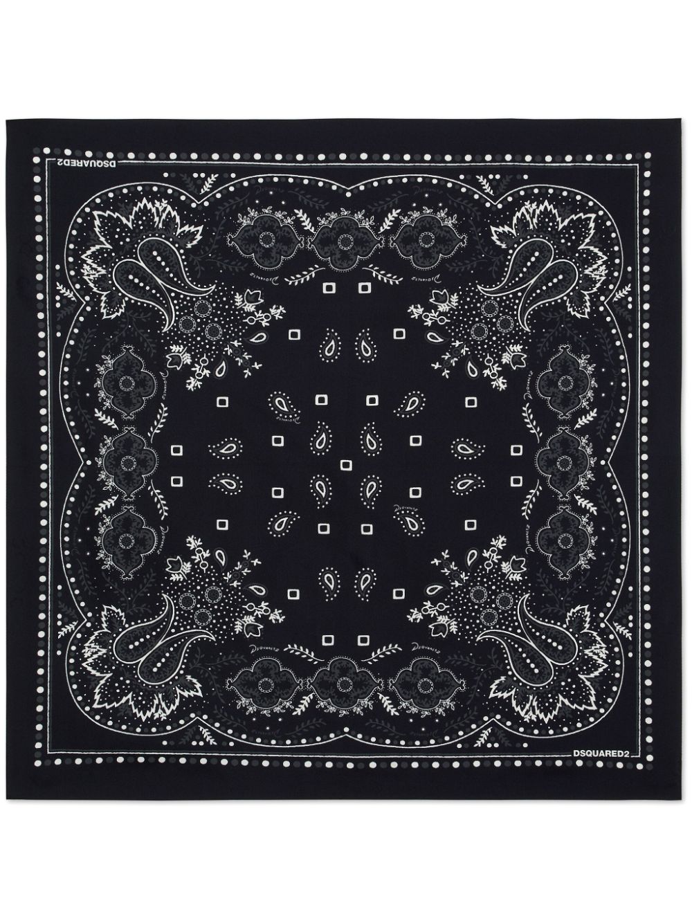 Dsquared2 Zijden sjaal met print Zwart