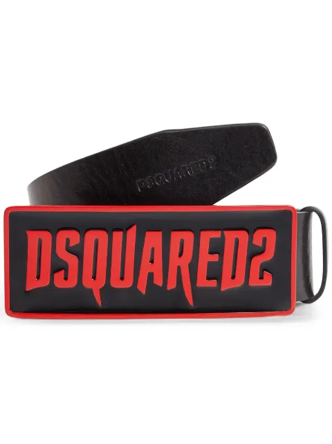 DSQUARED2 logo-embossed buckle leather belt Men