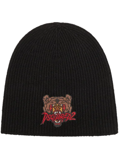 DSQUARED2 bear-appliqué wool beanie