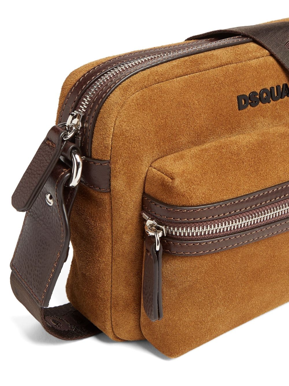 Shop Dsquared2 Logo-lettering Suede Messenger Bag In Brown