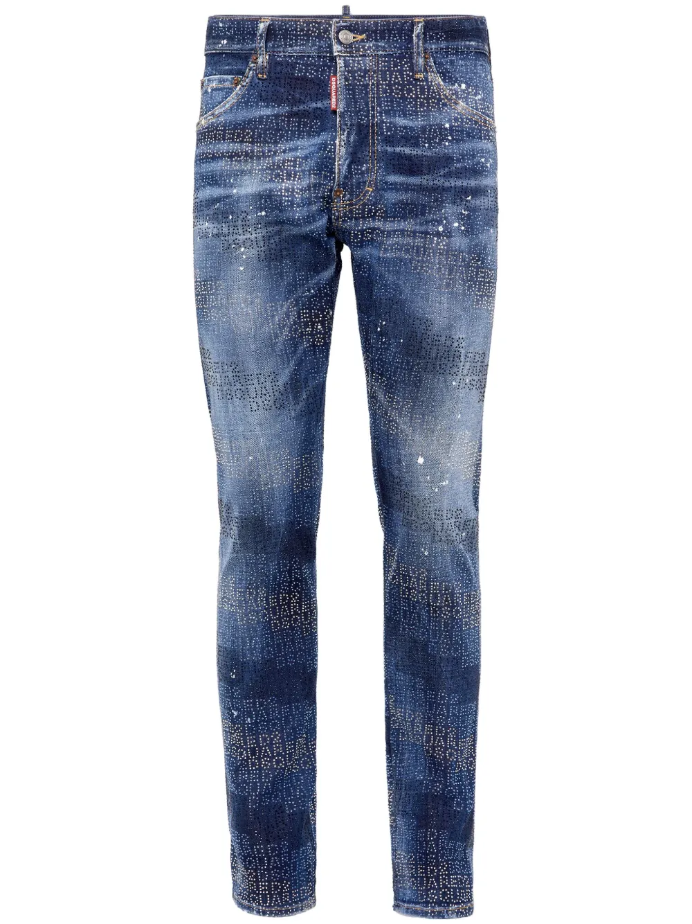 Dsquared2 Paint-splatter Slim-fit Jeans In Blue