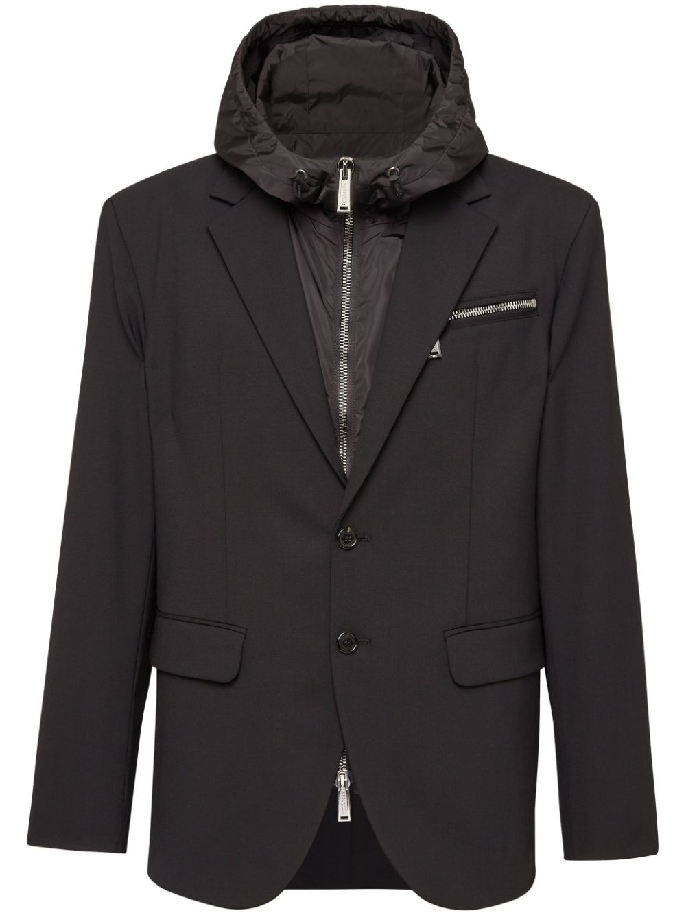 Dsquared2 Single-breasted Hooded Blazer In Black