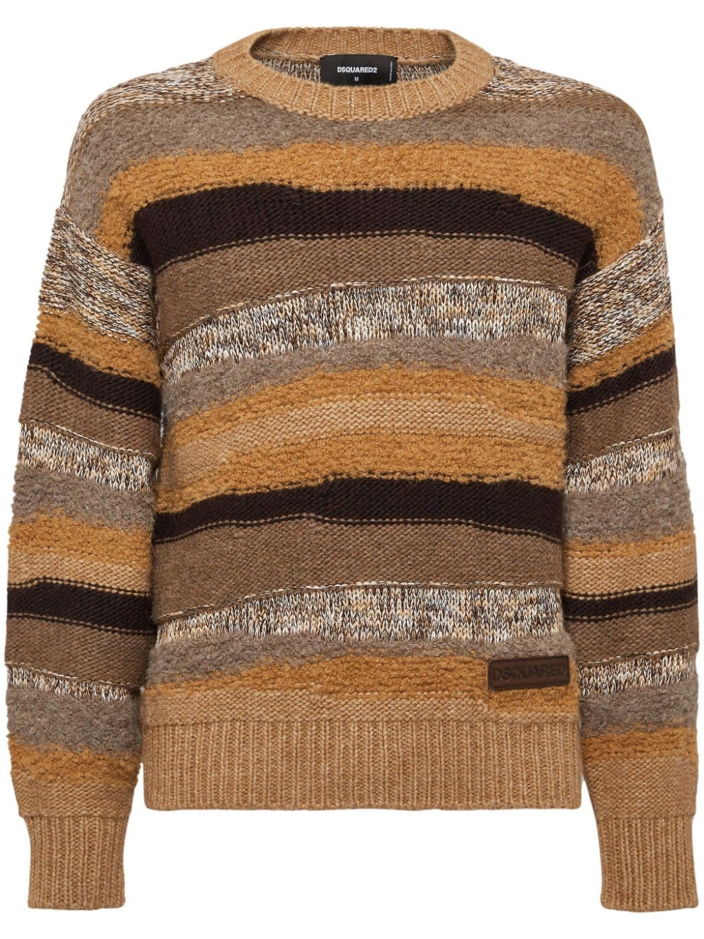 Dsquared2 Striped Wool Jumper In Brown