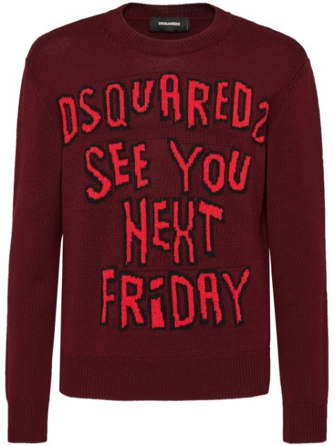 DSQUARED2 logo intarsia-knit wool jumper Men