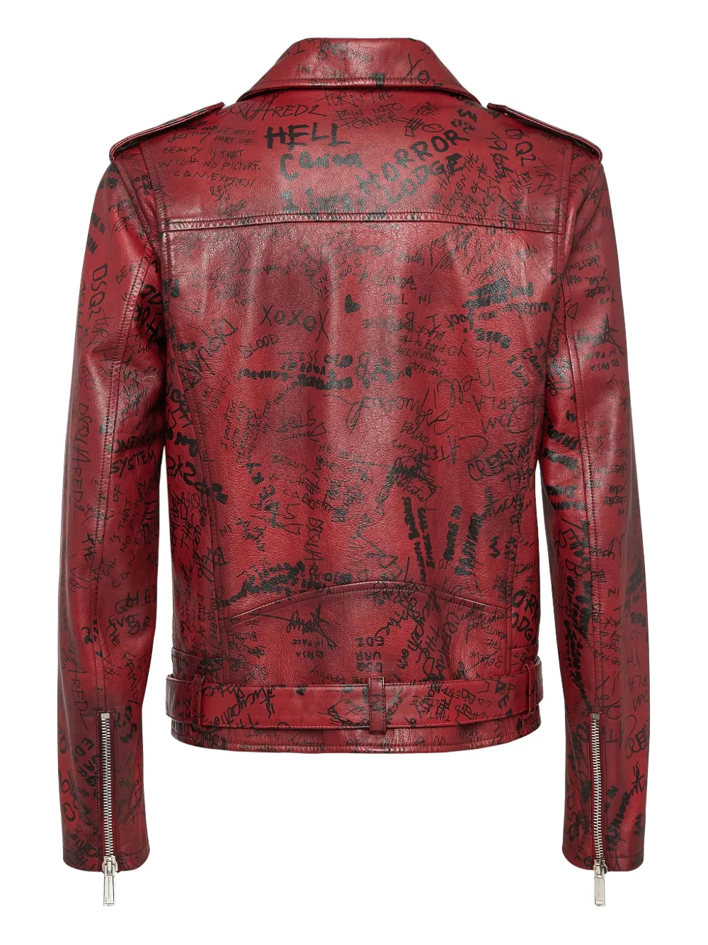 DSQUARED2 logo-print leather jacket - Rood