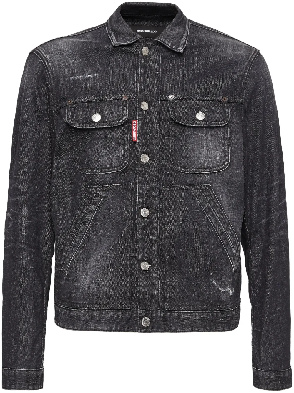 Shop Dsquared2 Distressed Denim Jacket In Black