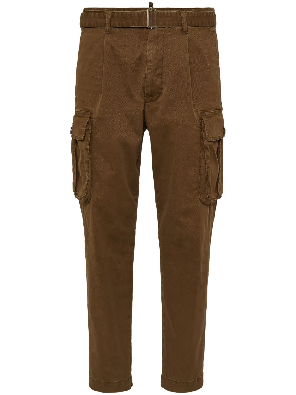 Shop Dsquared2 Belted Tapered Cargo Trousers In Brown