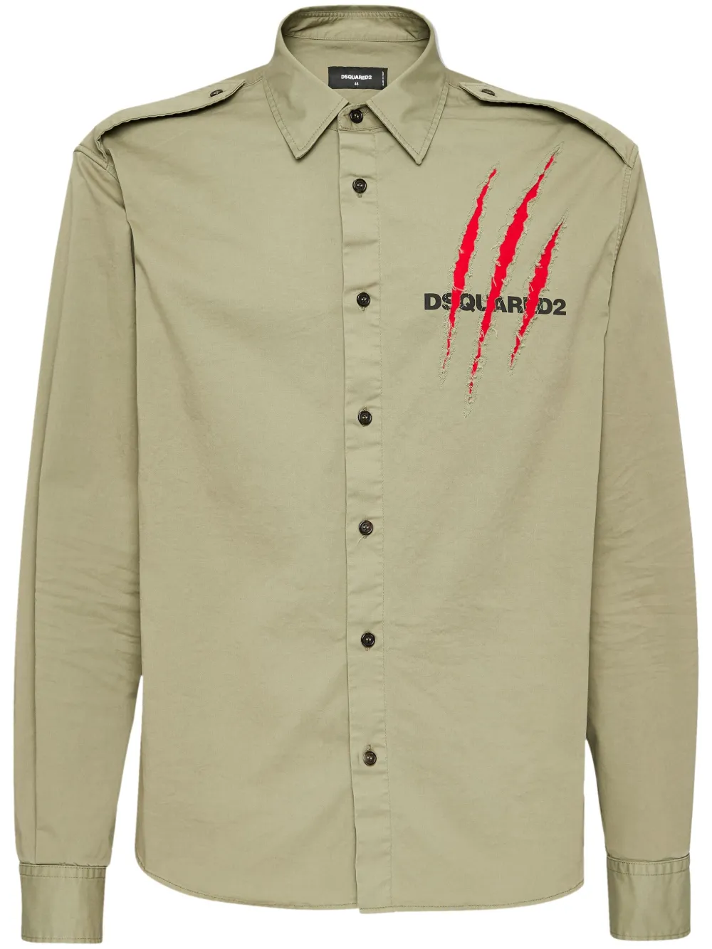 Shop Dsquared2 Logo-print Poplin Shirt In Green