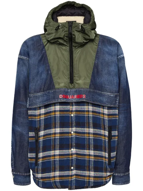 DSQUARED2 camisa de mezclilla con paneles a cuadros